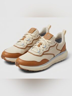 Cole Haan Golf Cream and Tan Leather-Trim Sneakers